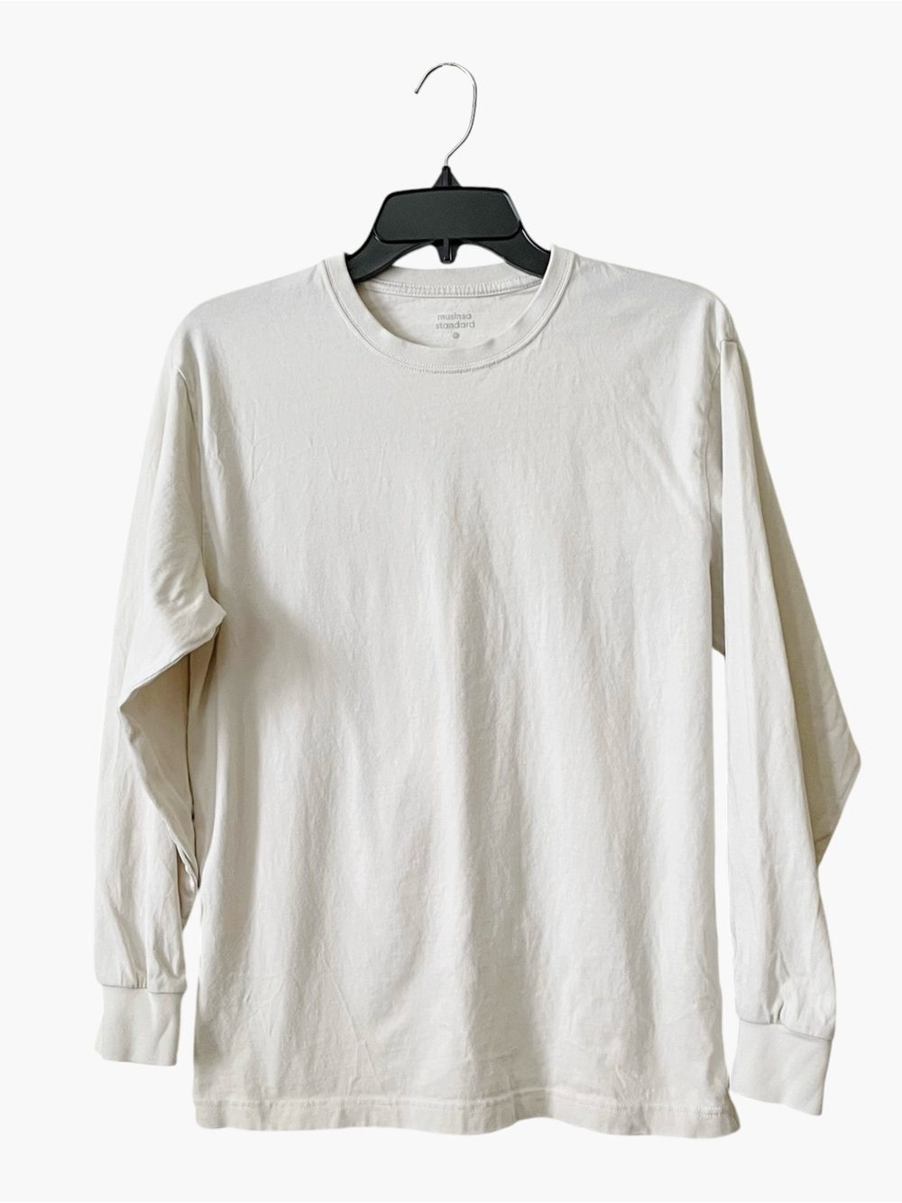 Musinsa Standard Long Sleeve T-Shirt Men's Size S Ivory Cotton Pullover Crewneck
